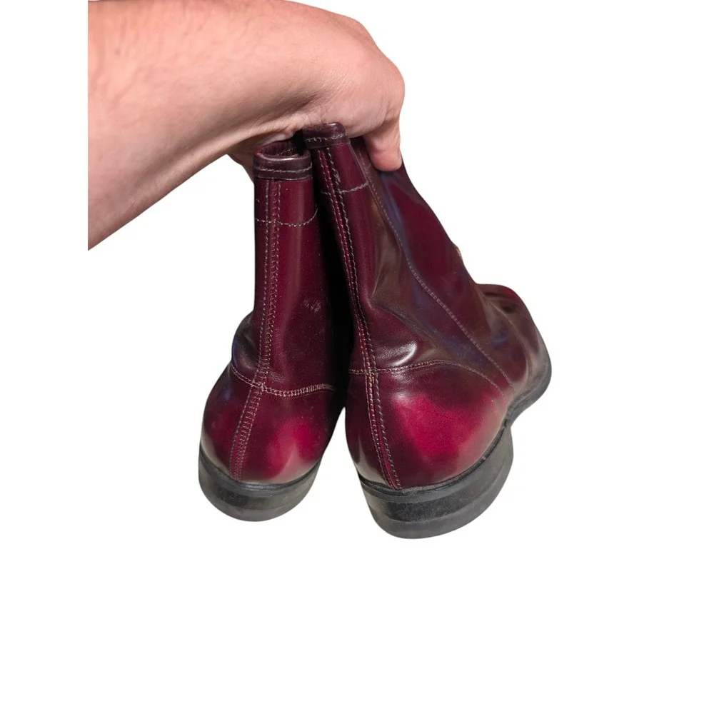 Goodyear Burgundy Leather Beatle Boots Mens Size 8 3E Wide Side Zip Ankle Boots